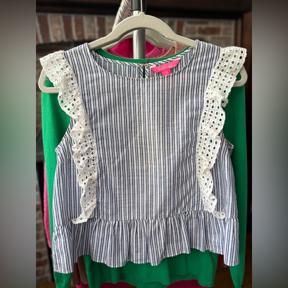 Lilly Striped Sleeveless Top with Lace Details